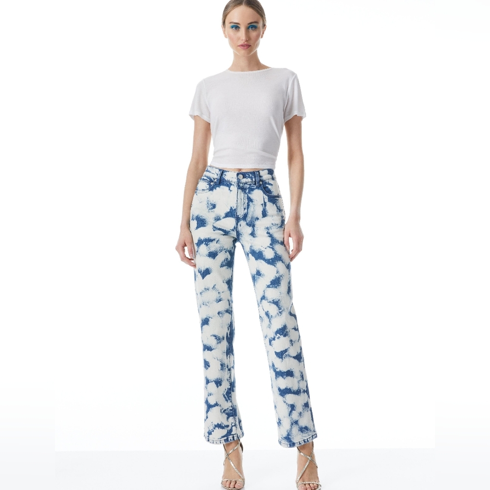ALICE +OLIVIA Amazing bleached high-rise straight-leg jeans, size 24, new no tag